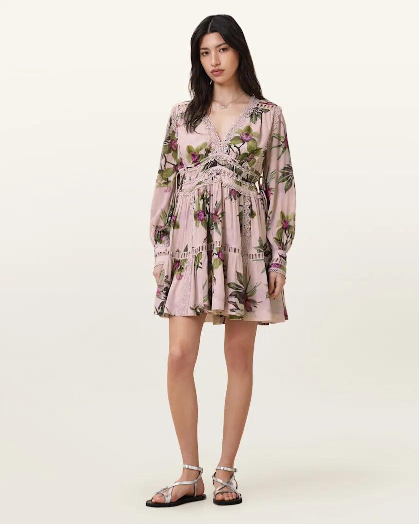 Xanthe Lace-Trimmed Mini Dress by ALLSAINTS