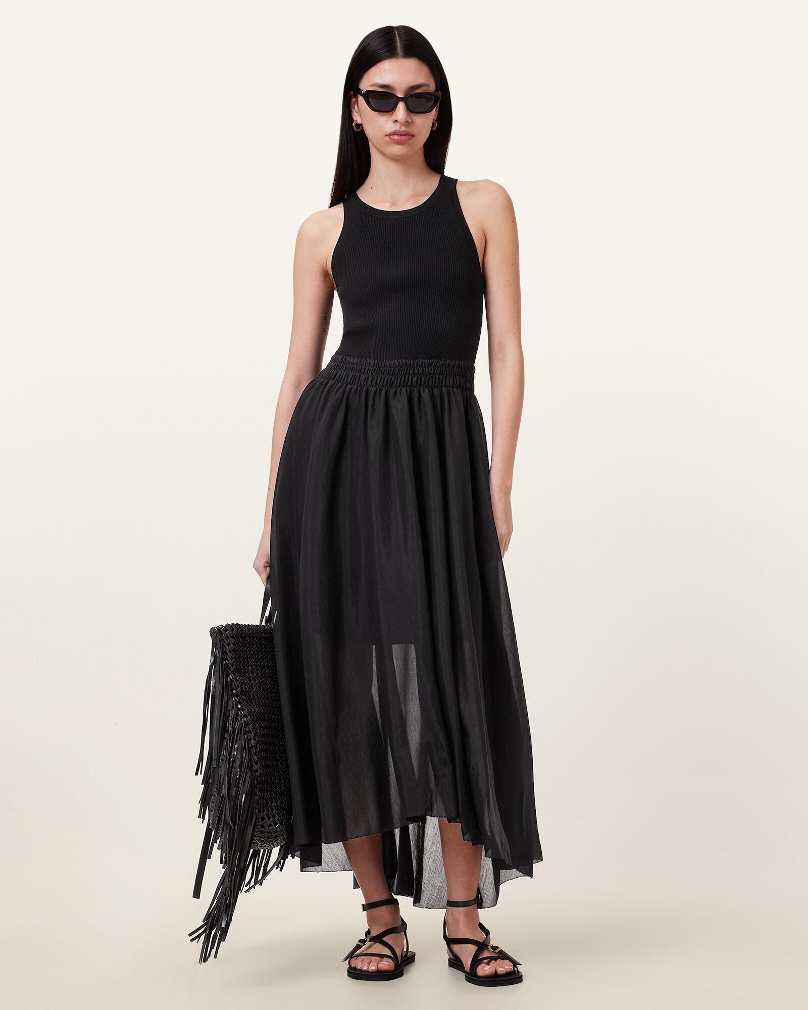 Zenia Sleeveless Asymmetric Midi Dress by ALLSAINTS
