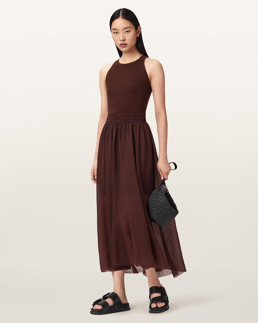 Zenia Sleeveless Asymmetric Midi Dress by ALLSAINTS