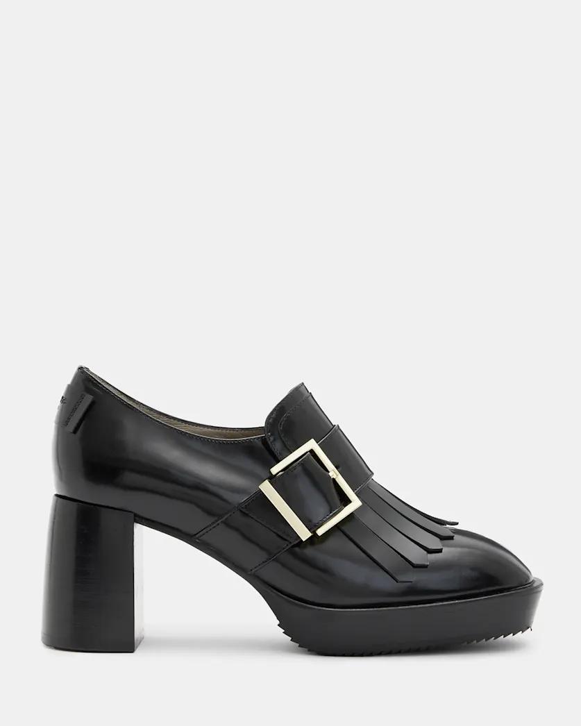 Zia Heeled Leather Loafers by ALLSAINTS