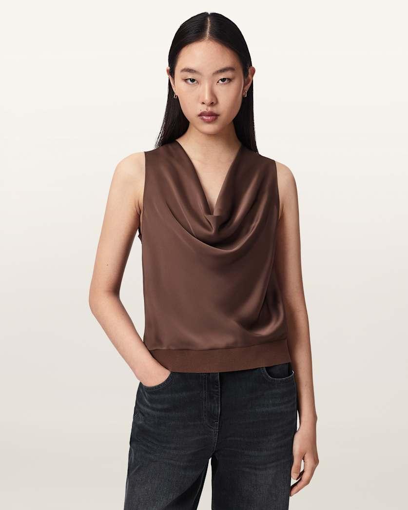 Zoey Sleeveless Cowl Neck Tank Top by ALLSAINTS