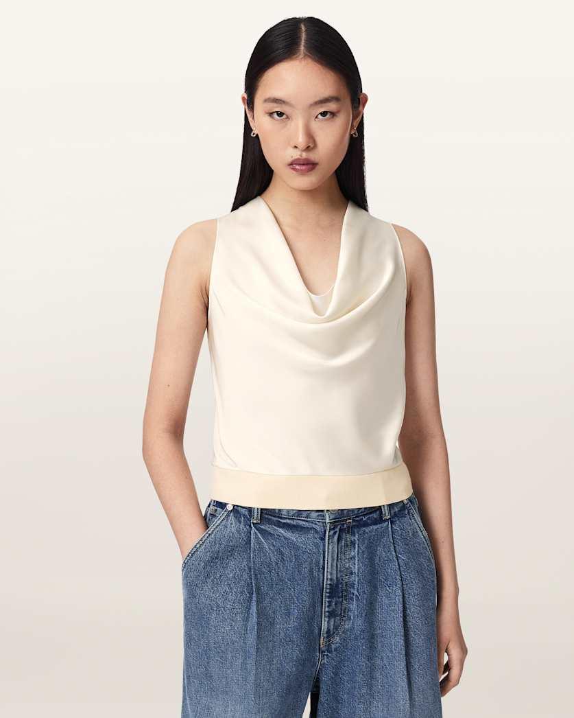 Zoey Sleeveless Cowl Neck Tank Top by ALLSAINTS