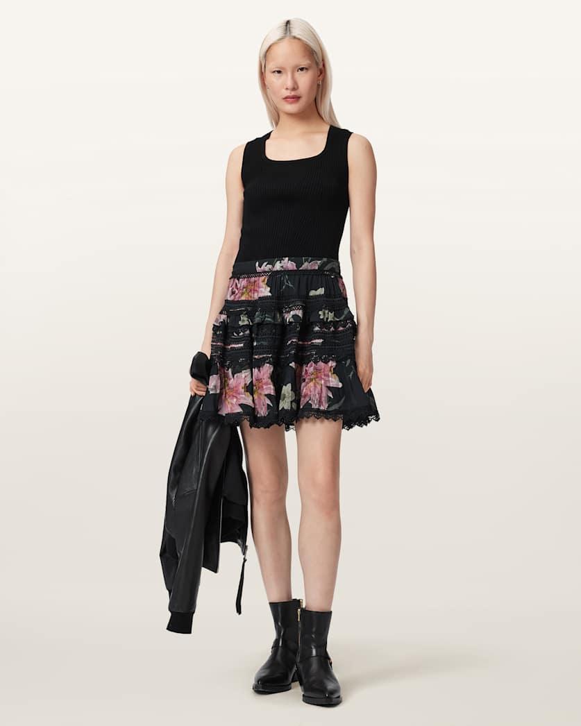 Zora Lace Trimmed Mini Skirt by ALLSAINTS