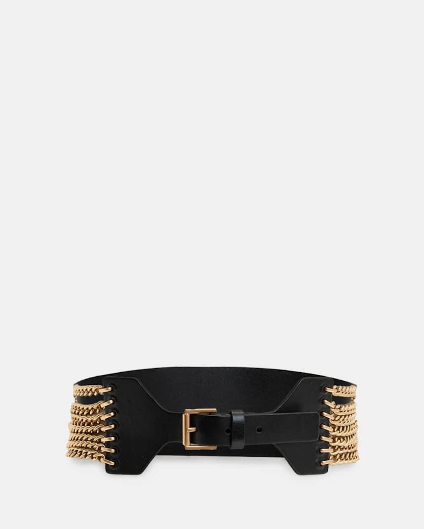 Zora Wide Leather Chain Belt by ALLSAINTS