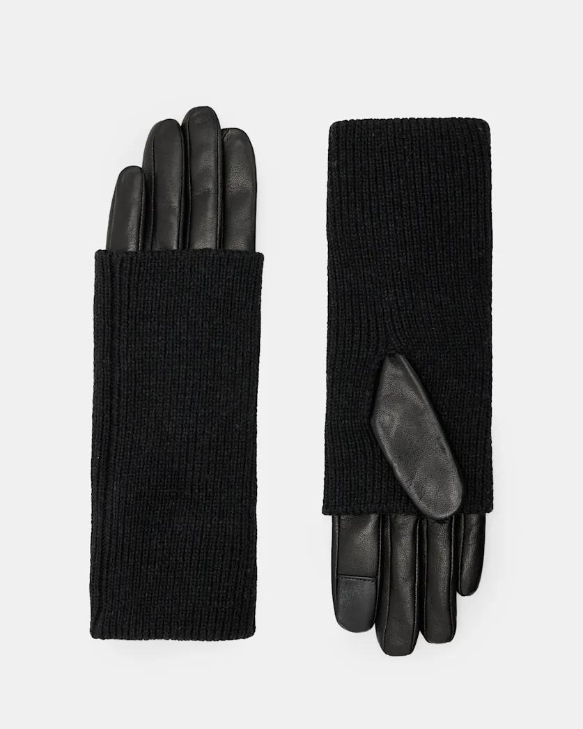 Zoya Knitted Cuff Leather Gloves by ALLSAINTS