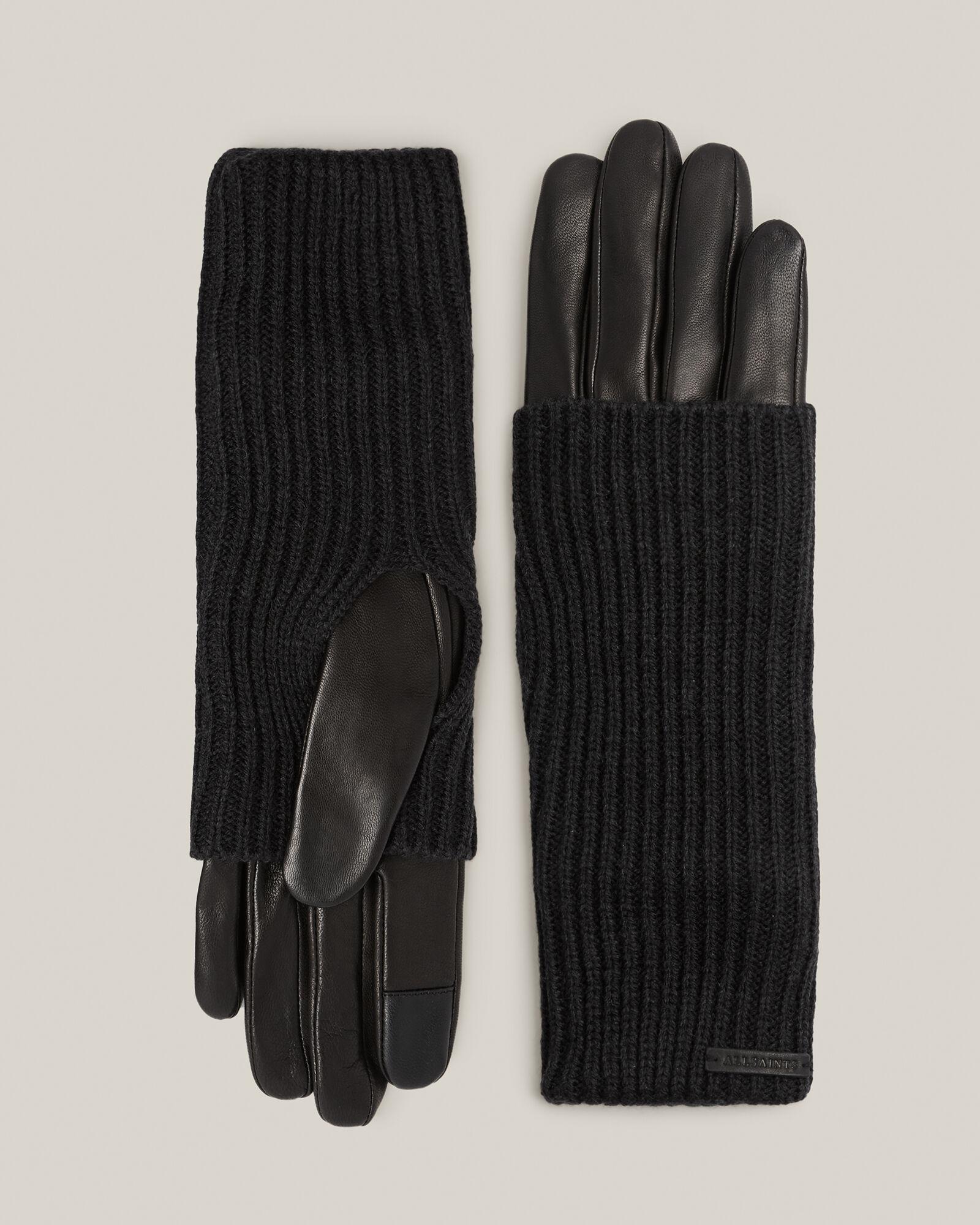 Zoya Knitted Cuff Leather Gloves by ALLSAINTS