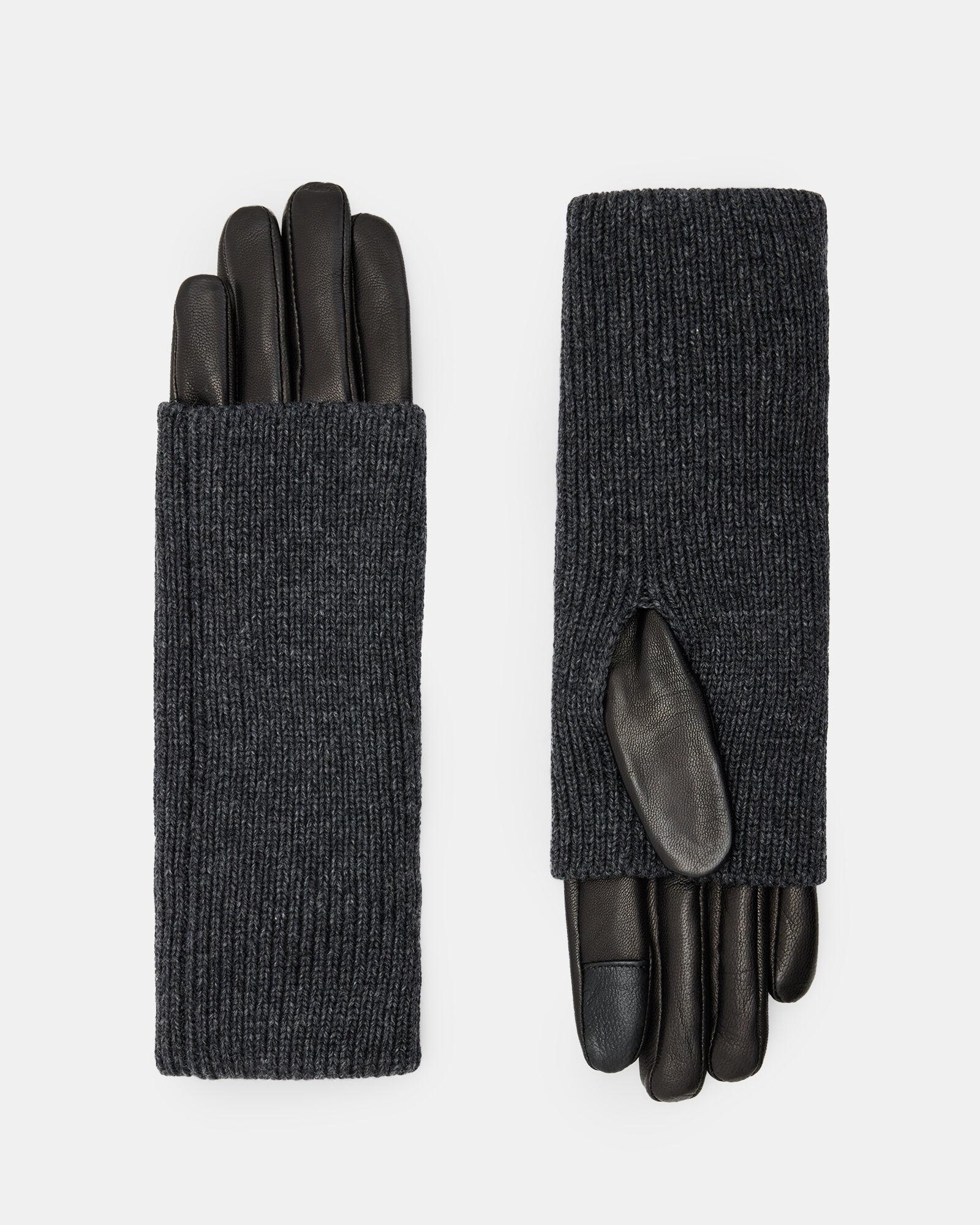 Zoya Knitted Cuff Leather Gloves by ALLSAINTS