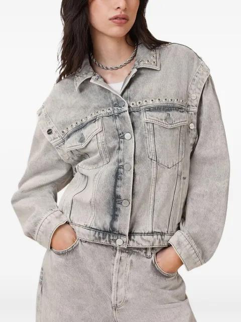 eyelet-embellished denim jacket by ALLSAINTS