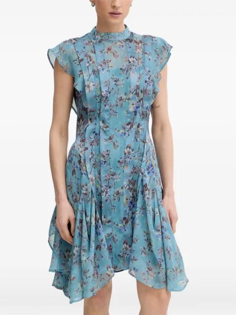 floral-print ruffled-detail asymmetric dress by ALLSAINTS