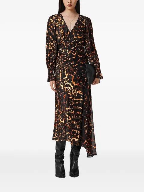 leopard-print V-neck mid dress by ALLSAINTS