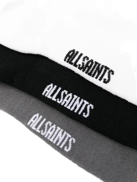 logo-knit ribbed socks set (set of three) by ALLSAINTS