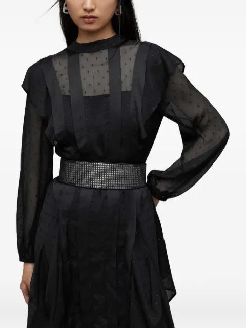 ruffle-detail sheer midi dress by ALLSAINTS