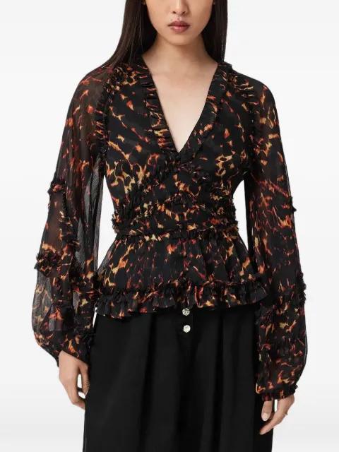 ruffled animal-print blouse by ALLSAINTS