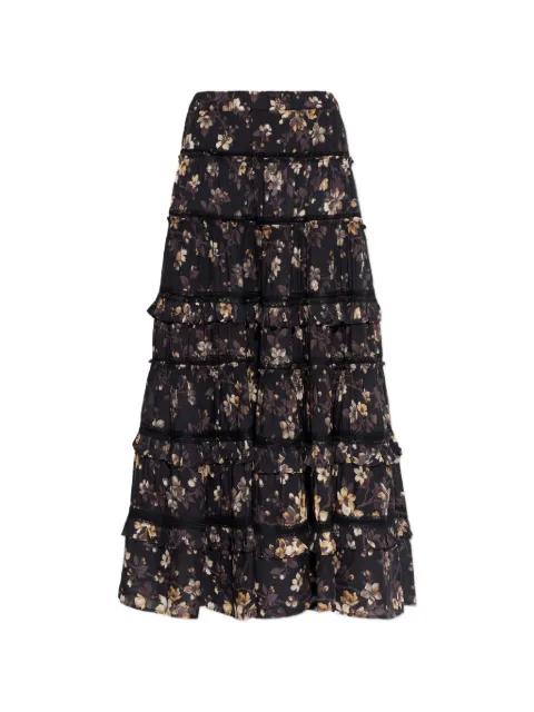 ruffled floral-print maxi skirt by ALLSAINTS