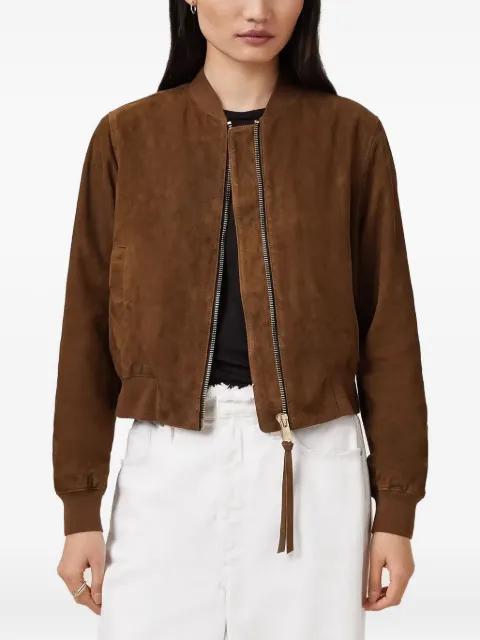 suede zip-front leather jacket by ALLSAINTS