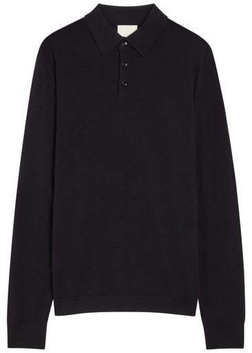 ALLUDE POLO LS KNIT_66340_BLAC by ALLUDE