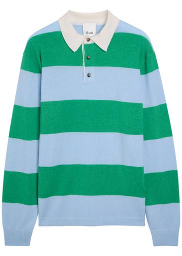 Striped wool and cashmere-blend polo shirt by ALLUDE