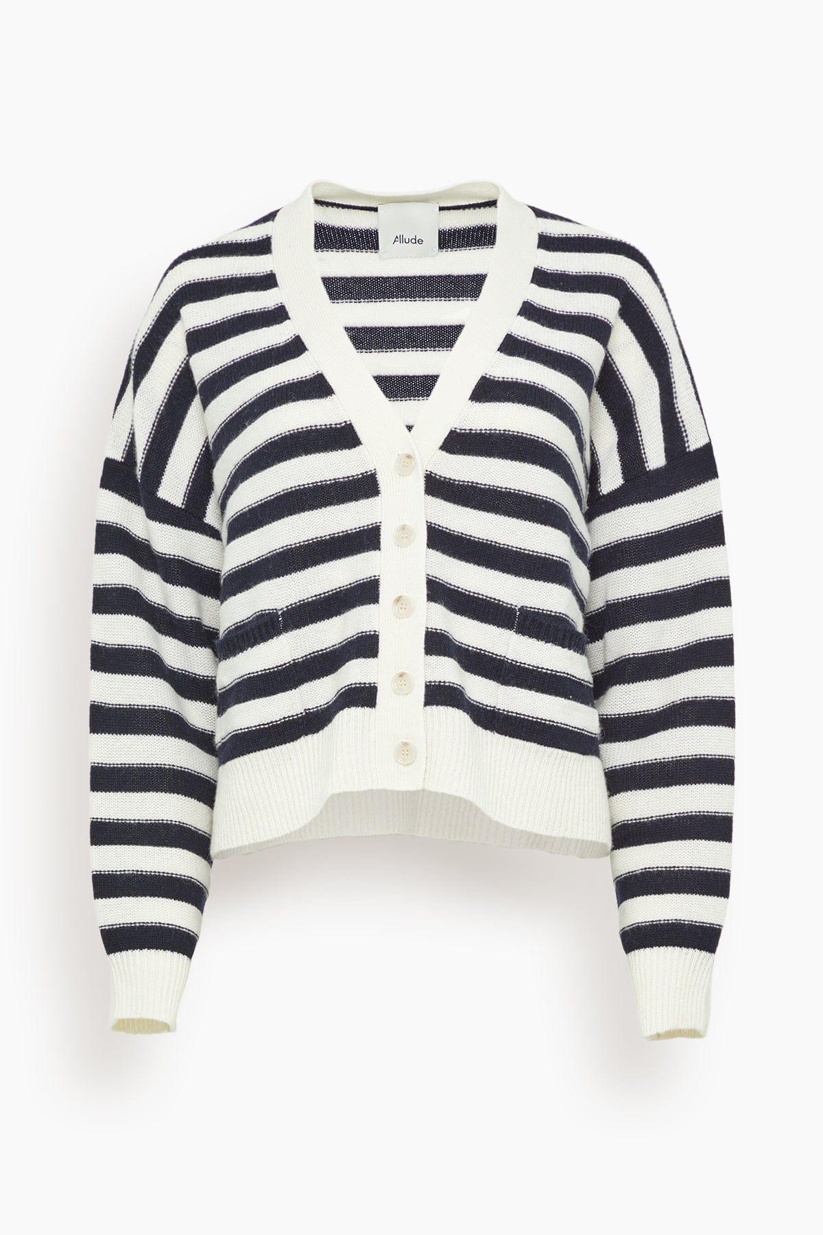 V Cardigan in Fleur De Sel/Deep Night by ALLUDE