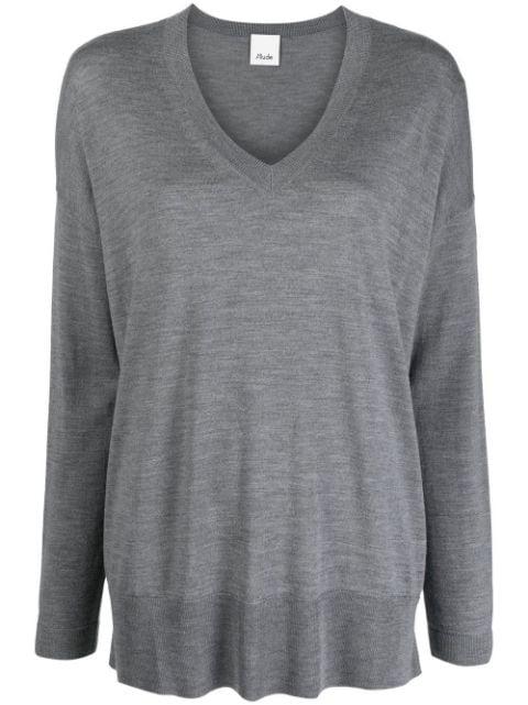 fine-knit V-neck jumper by ALLUDE