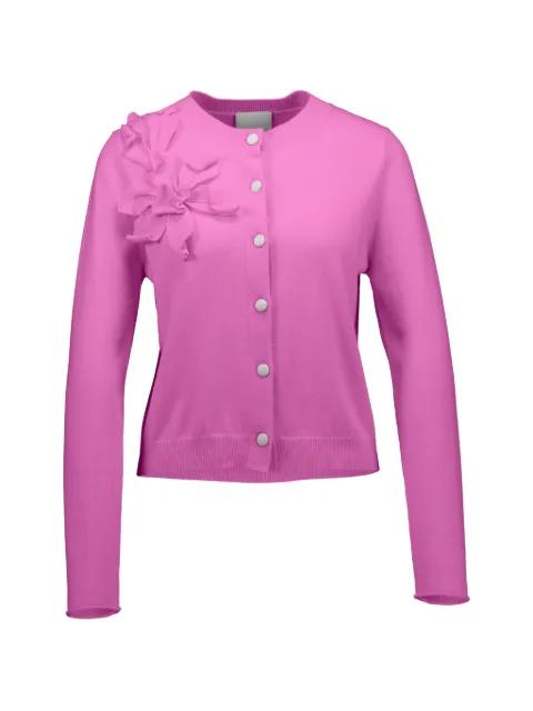 floral-appliqué button cardigan by ALLUDE