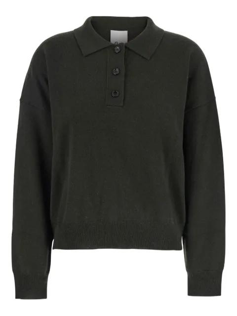 point-collar wool polo top by ALLUDE