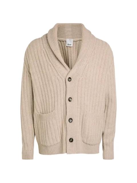 shawl-collar ribbed-knit cardigan by ALLUDE