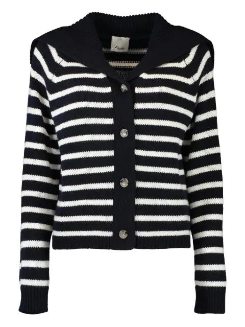striped buttoned cardigan by ALLUDE