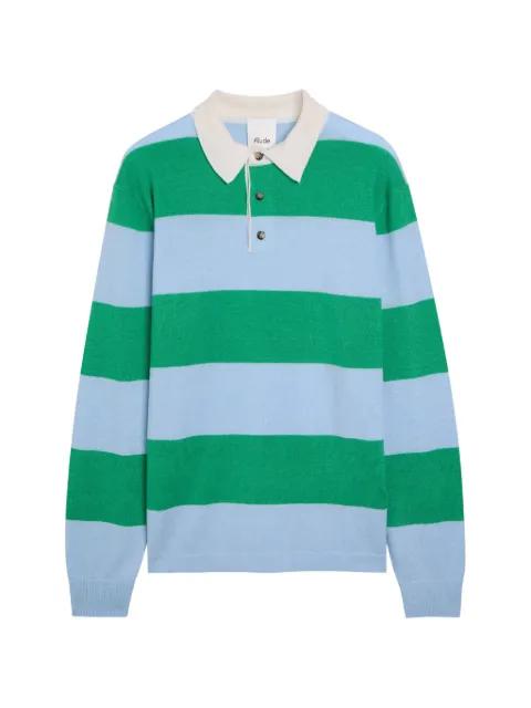 striped buttoned polo shirt by ALLUDE