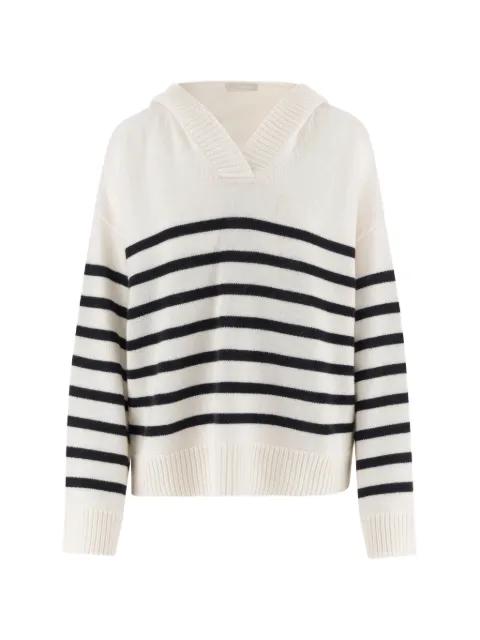 striped hoodied sweater by ALLUDE