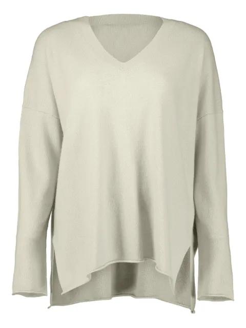 v-neck side-split sweater by ALLUDE