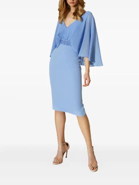 cape-detail pencil mini dress by ALLURE
