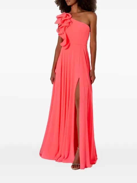 ruffle one-shoulder maxi dress by ALLURE