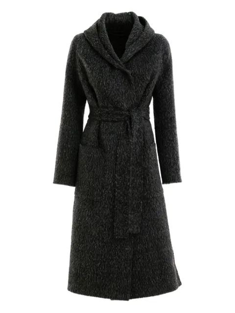 hoodied belted coat by ALMAROSAFUR