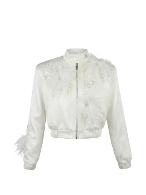 Highway feather-embellished sequined bomber jacket by ALMAZ