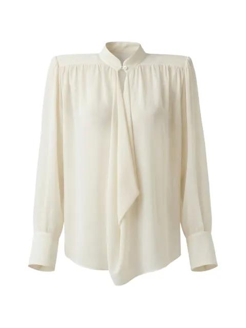 Hit The Trail draped padded-shoulder blouse by ALMAZ