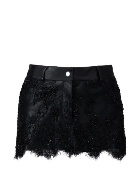Night Out sequin-embellished lace-trim mini skirt by ALMAZ