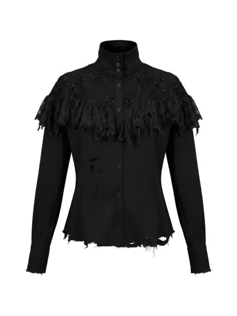 Western ruffled distressed-effect shirt by ALMAZ