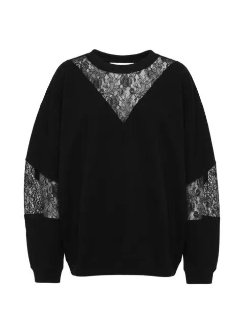 lace-panelled hook-fastening sweatshirt by ALMAZ