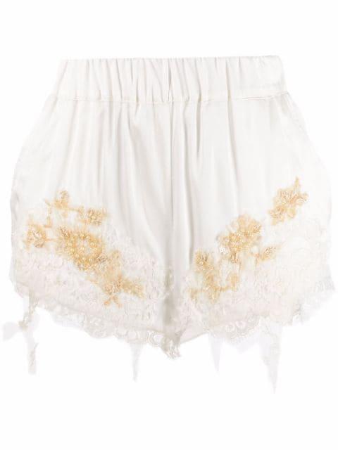 lace-trim mini shorts by ALMAZ