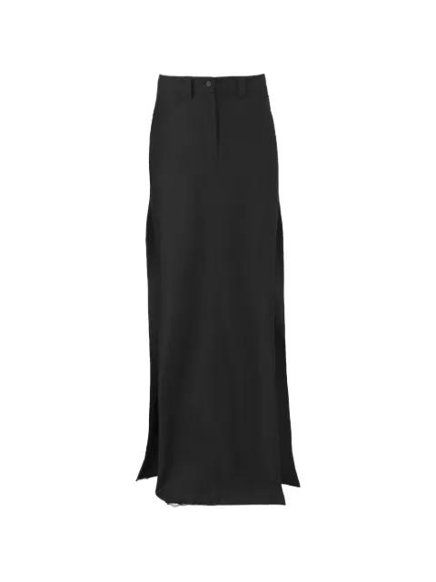 raw-edge side-slit maxi skirt by ALMAZ