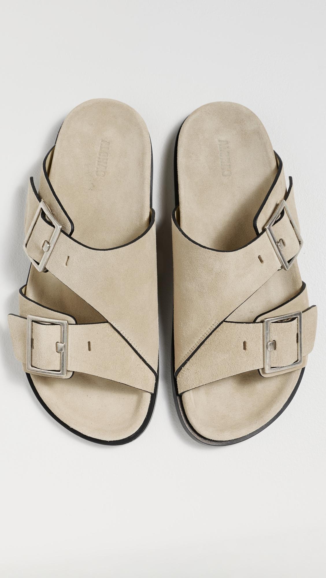 Alba Suede Beige Leather Sandals by ALOHAS