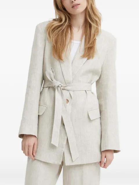 belted linen blazer by ALOHAS