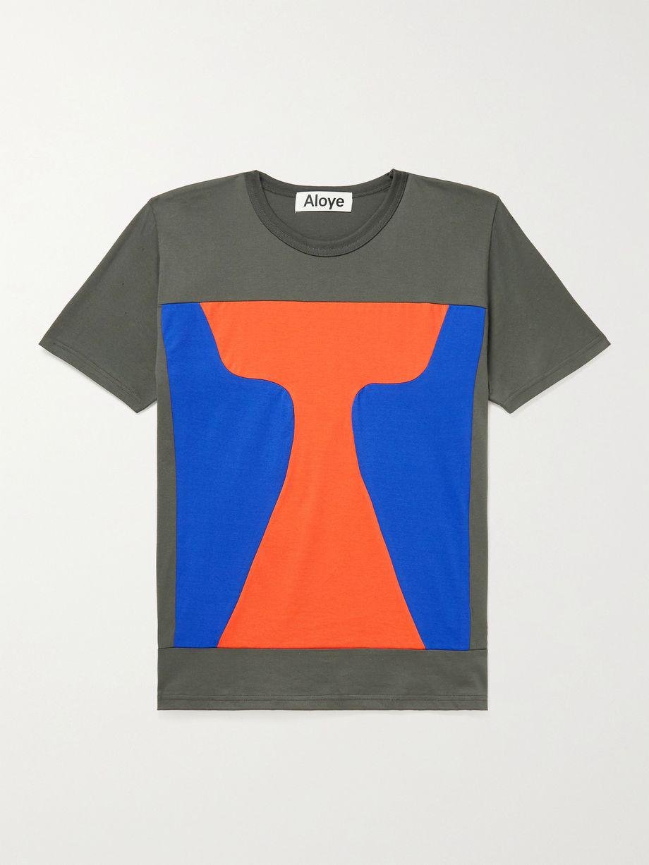 Colour-Block Panelled Cotton-Jersey T-Shirt by ALOYE