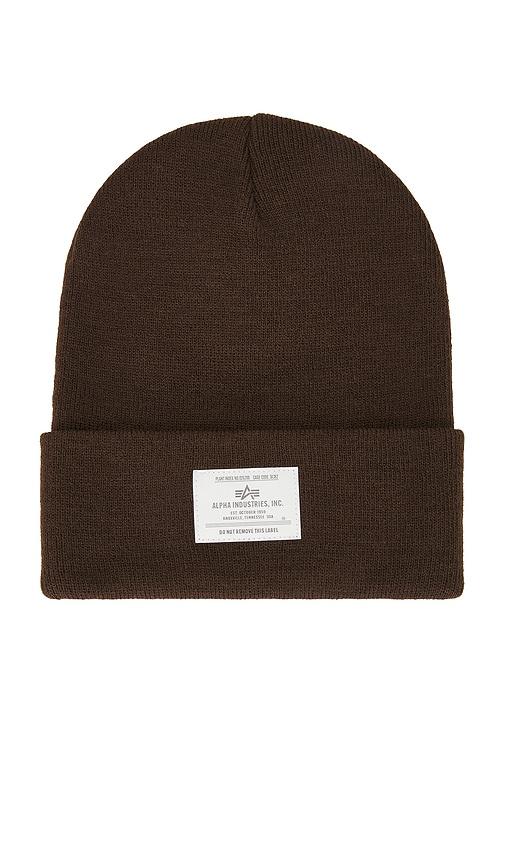 ALPHA INDUSTRIES Essential Beanie in Brown by ALPHA INDUSTRIES