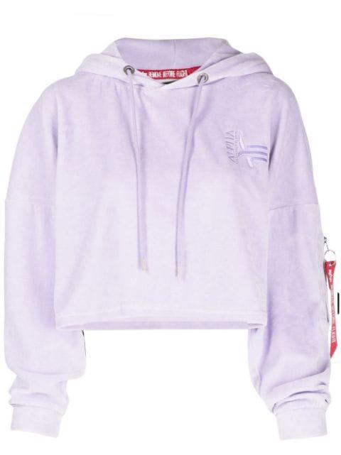 cropped velvet hoodie by ALPHA INDUSTRIES