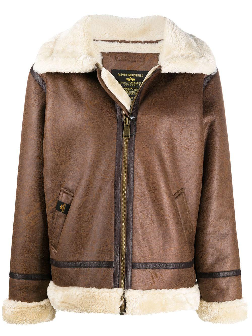 faux shearling aviator jacket by ALPHA INDUSTRIES