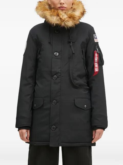 fur-trim patch-detail coat by ALPHA INDUSTRIES