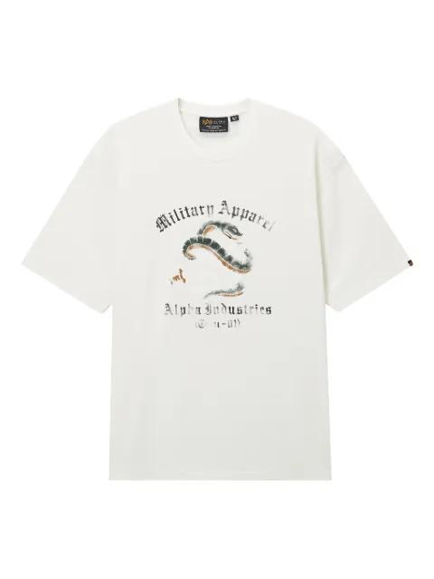 snake-graphic cotton T-shirt by ALPHA INDUSTRIES