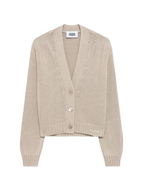 cable-knit button cardigan by ALPHA STUDIO