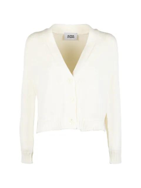 ribbed-knit V-neck cardigan by ALPHA STUDIO